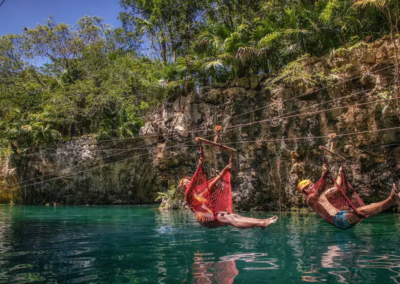 Ziplining over water